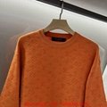 LV monogram crewneck sweater,Men's LV sweater orange,LV Jacquard sweatshirts 