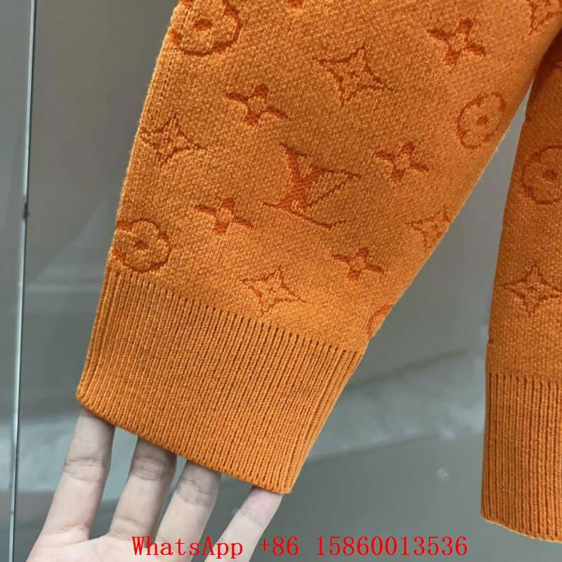     onogram crewneck sweater,Men's     weater orange,    acquard sweatshirts  4