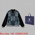 LV Varsit baseball black,Cheap LV baseball jacket,men's LV leather jacket,sale 