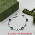 Gucci necklace and earring,Gucci GG Marmont Blue Stone set,silver bracelet,gifts