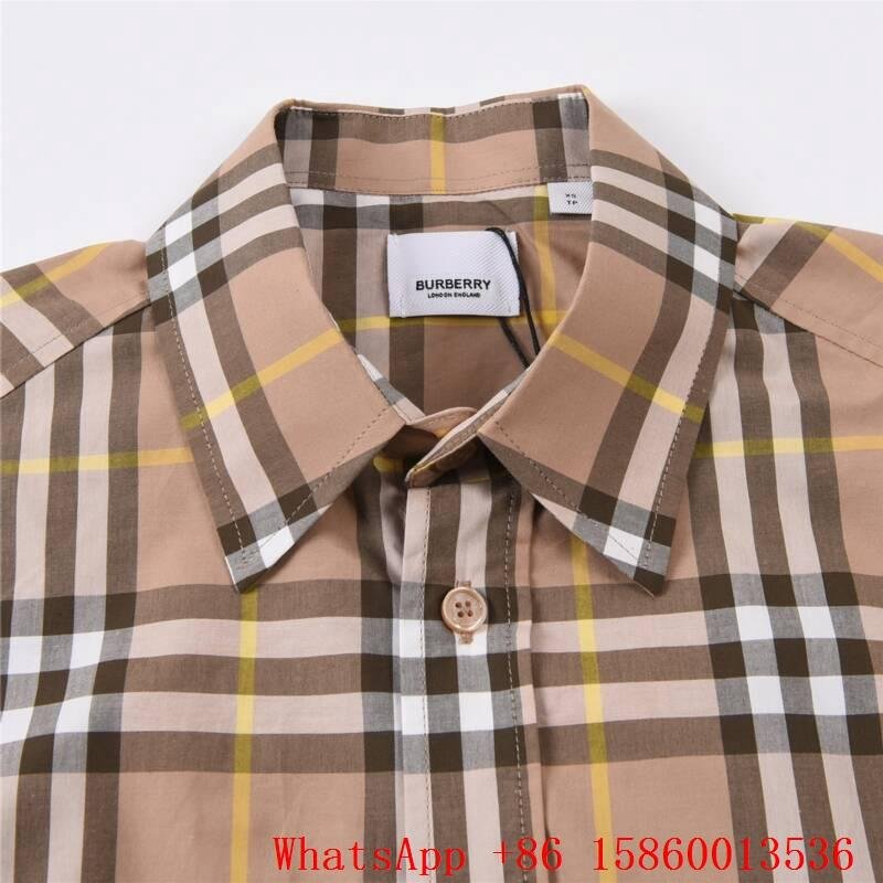 Checked Long Sleeve shirts,Check Cotton Shirt in Archive Beige,Checked stretched 3