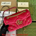 Women Gucci GG Marmont Small Shoulder bag in Red Velvet,Gucci crossbody bag sale