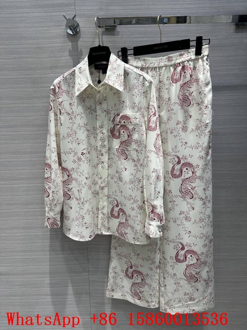 Women's     ajamas set,Design luxury print sleepwear,Luxury Silk nightwear pink 