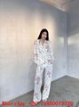 Women's LV pajamas set,Design luxury print sleepwear,Luxury Silk nightwear pink 