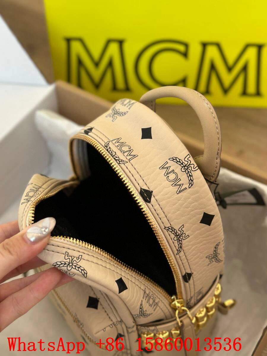 MCM Backpack mini ,MCM Visetos Side Stude X-Mini stark bebe boo backpack beige 3