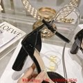 Women Rose Heeled sandals black Grosgrain and white Resin pearls,Designer sandal 3
