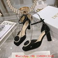 Women Rose Heeled sandals black Grosgrain and white Resin pearls,Designer sandal