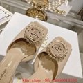Women Rose Heeled sandals black Grosgrain and white Resin pearls,Designer sandal 16
