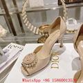 Women Rose Heeled sandals black Grosgrain and white Resin pearls,Designer sandal 14
