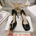 Women Rose Heeled sandals black Grosgrain and white Resin pearls,Designer sandal 19
