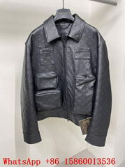 Shadow Monogram Embosserd leather jacket,size 52,Men     oat sale