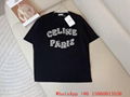 Women Celine pairs jersey, Celine cotton T-shirt,Celine loose T-shirt sale,black