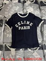 Women Celine pairs jersey, Celine cotton T-shirt,Celine loose T-shirt sale,black