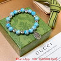 Estate blue painted wooden bead bracelet
