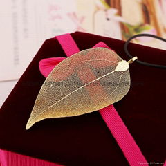 24 k gold plated gold leaf pendant