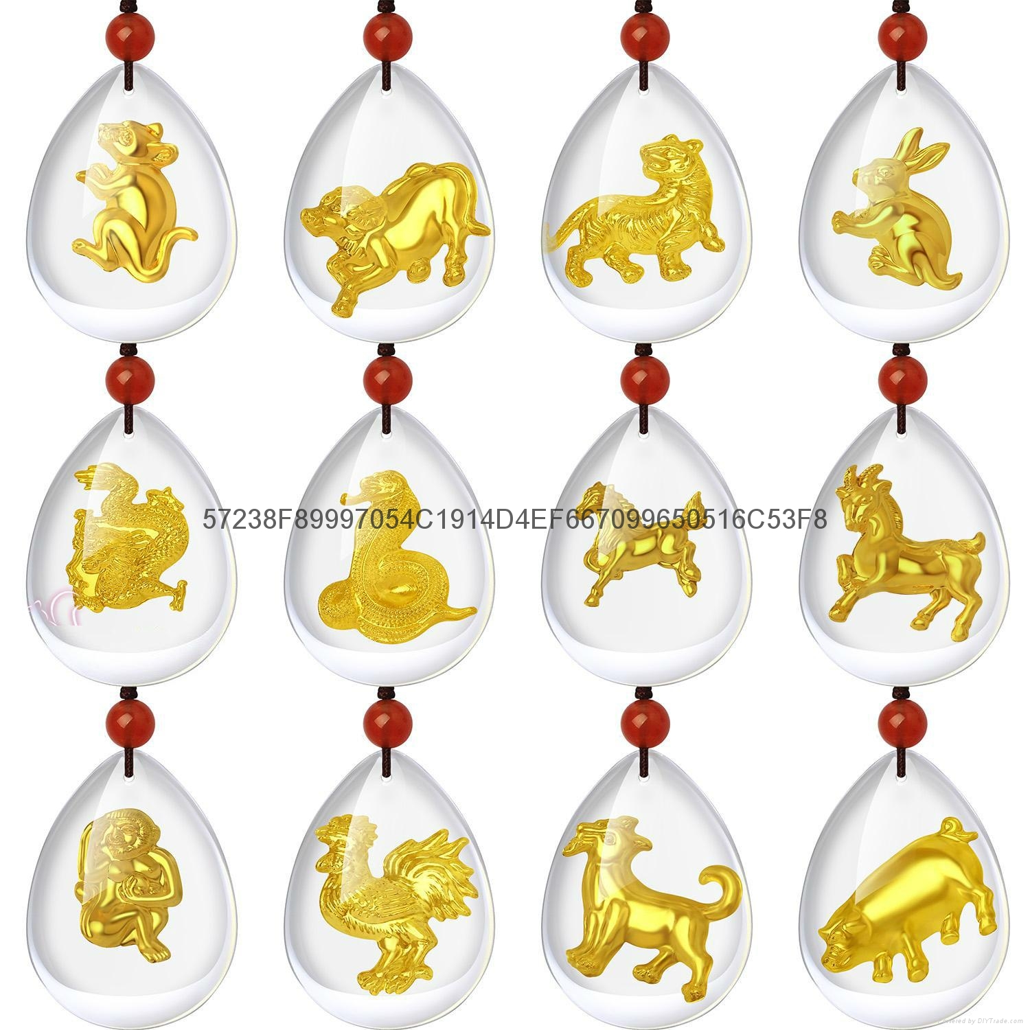 Crystal gold Chinese zodiac pendants wholesale 285 (China
