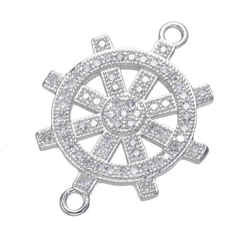 copper micro inlay zircon wheel The rudder double orificegarment accessories