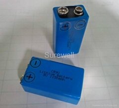 CR9V 1100mAh 9V lithium battery, LiMnO2 battery