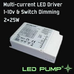 350~1000mA Multi-current LED Driver(2×25W) with 1-10V & Switch Dimming Function