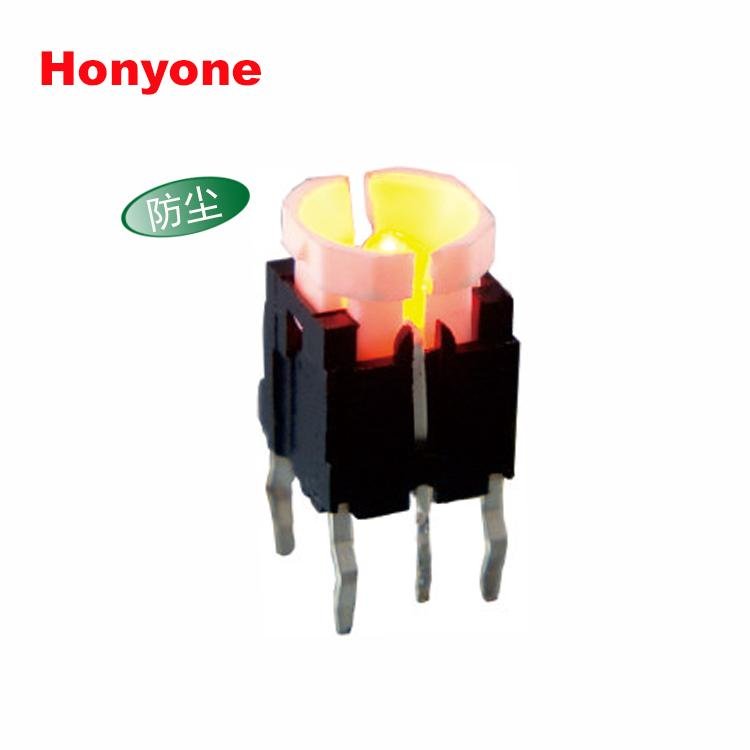 HONYONE产地货源TS2带灯按键开关 6*6mm带按键帽轻触开关