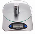 Tempered glass digital kitchen scale with capacity 5kg*1g