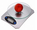 Tempered glass digital kitchen scale with capacity 5kg*1g