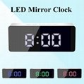 Hot selling popular Digital led Mirror Alarm Clock USB Charging Tabletop electro