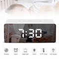 Hot selling popular Digital led Mirror Alarm Clock USB Charging Tabletop electro