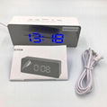 Hot selling popular Digital led Mirror Alarm Clock USB Charging Tabletop electro