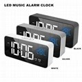 New LED Digital mirror alarm clock USB charging tabletop LED music clock