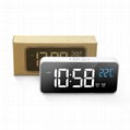 New LED Digital mirror alarm clock USB charging tabletop LED music clock