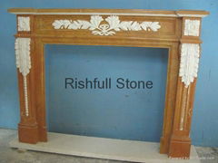 yellow sandstone fireplace surround