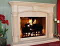 beige limestone fireplace surround