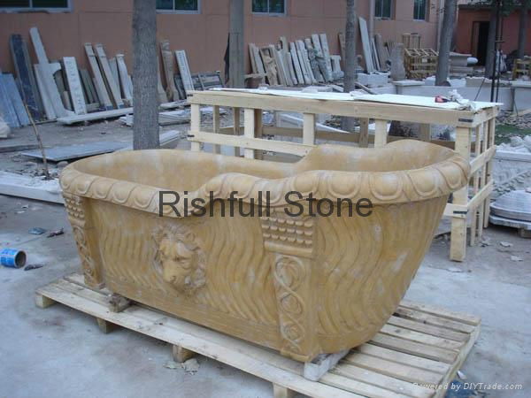 yellow travertine stone bathtub 2