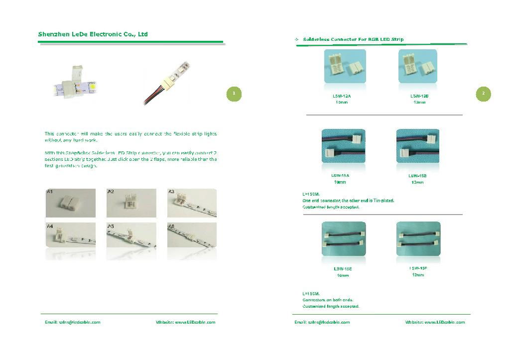 Plastic Solderless connector wire For RGB LED Strip 2