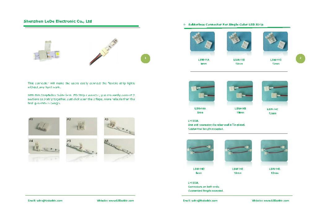 Plastic Solderless connector wire For RGB LED Strip 3