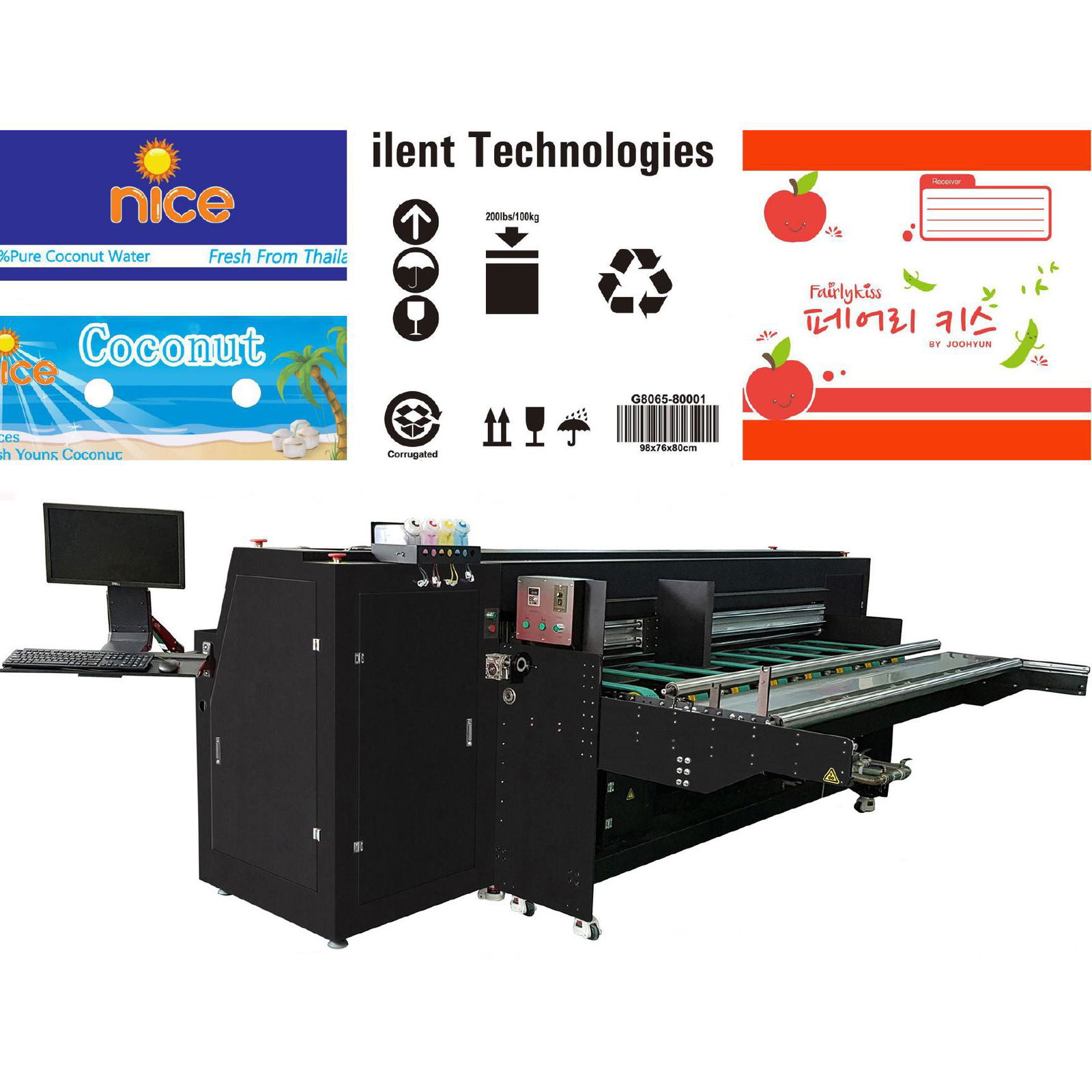 Four pieces of printing heads digital corrugated box inkjet printer 2500AF-4PH 2