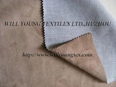 Suede laminated with T/C gauze backing (sofa suede)