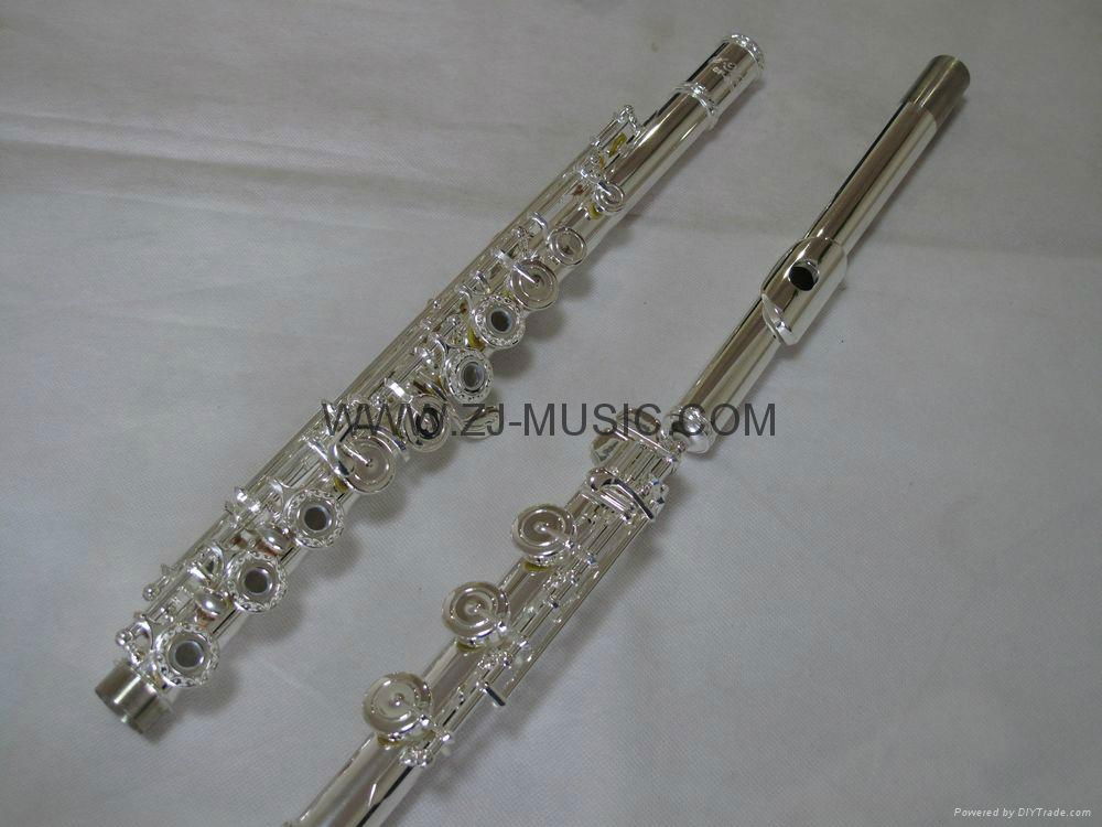  Flute B Foot-Open Hole-Split-E-offset-G-Silver Plated Carve Patterns on Keys 4