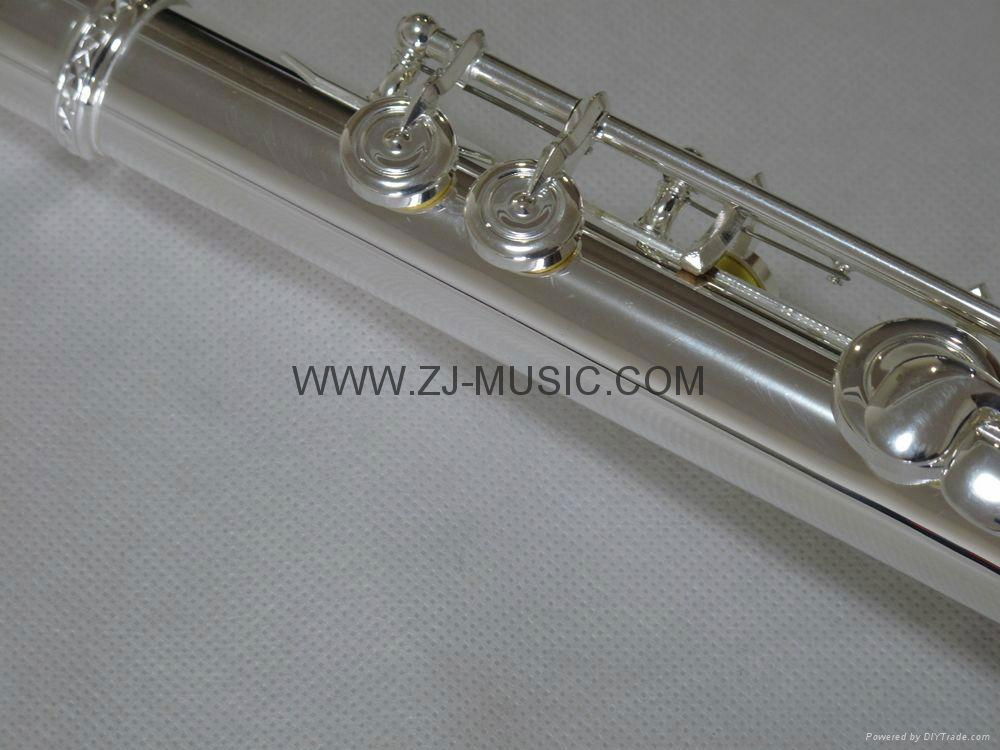  Flute B Foot-Open Hole-Split-E-offset-G-Silver Plated Carve Patterns on Keys 5