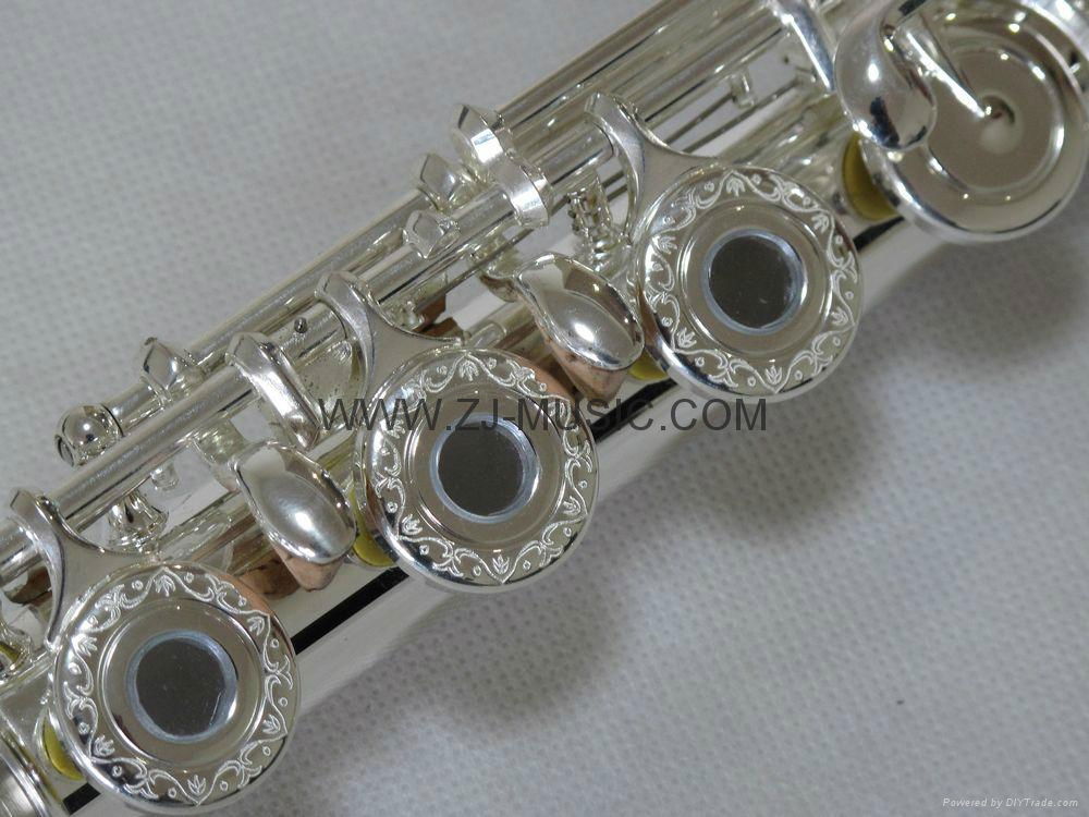  Flute B Foot-Open Hole-Split-E-offset-G-Silver Plated Carve Patterns on Keys 3