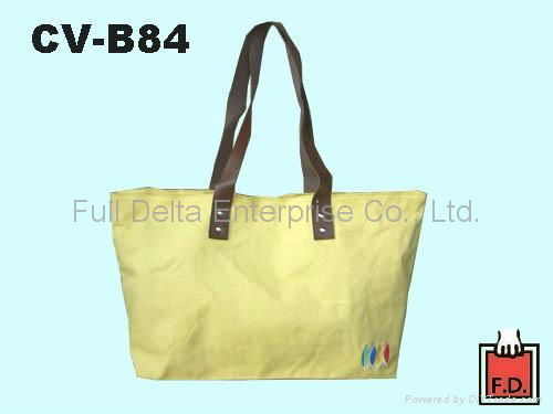 Canvas shopping bag with bottom gusset