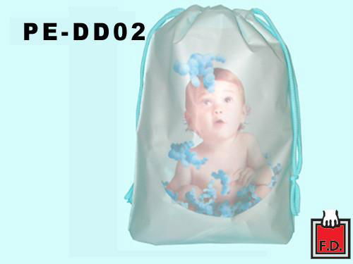 Plastic double ply string-drawn bag