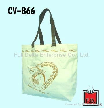 Canvas shopping bag with bottom gusset