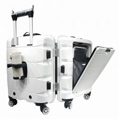  With Phone Cup Holder Trolley Travel Telescopic Laptop Aluminum Suitcase Hard L