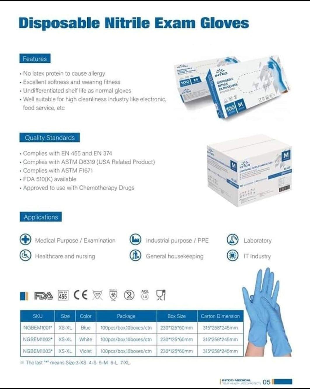 disposable Nitrile examination gloves blue nitrile gloves 3