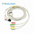 COLIN BP308 3lead ECG cable with leadwires, Snap,AHA