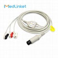 COLIN BP308 3lead ECG cable with leadwires, Snap,AHA