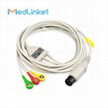 COLIN BP308 3lead ECG cable with leadwires, Snap,AHA