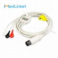 COLIN BP308 3lead ECG cable with leadwires, Snap,AHA